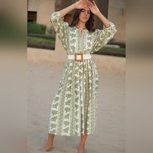 House Of Sundar Liana Midi Dress Fern Green sz Large
